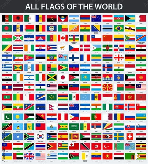 All Flags Of The World In Alphabetical Order Stock Vector Adobe Stock