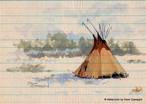 Native American Ledger Art Watercolor Art By Dave Oppegard