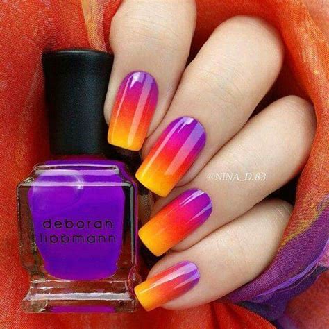 Purple Orange Yellow Ombre For Summer More Ombre Nail Designs Nail Art Ombre Ombre Nails