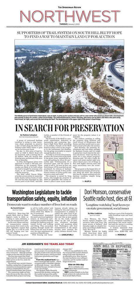 Northwest Front Page For Jan 3 2023 The Spokesman Review