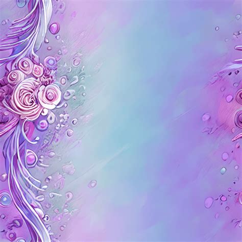 Whimsical Fluid Light Pink Blue Lilac White Flowers Hyper Realistic