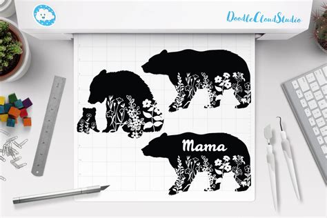 Floral Bear SVG, Mama Bear SVG | Animal Illustrations ~ Creative Market