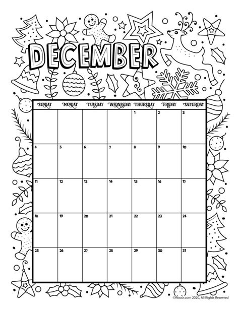 Printable Coloring Calendar For 2022 And 2021 Woo Jr Kids