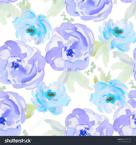 Modern Watercolor Flower Pattern Blue Watercolour Stock