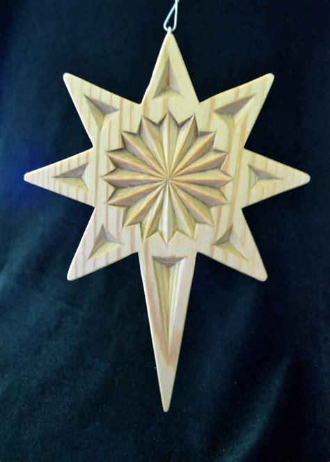 20041 Large Chip Carved Star Ornament Etsy In 2021 Star Ornament