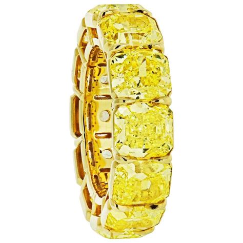 1587 Carat 18 Karat Gold Fancy Yellow Radiant Cut Diamond Eternity