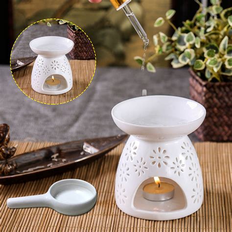 Ceramic Wax Melt Warmer Oil Burner Tealight Candle Holder Daisy Cut Out