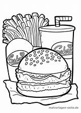 Coloring Burger Ausmalbilder Malvorlage Malvorlagen Essen Zum Ausdrucken Kawaii Fries Popular sketch template