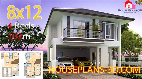House Plans 3d 8x12 With 4 Bedrooms House Plans 3d
