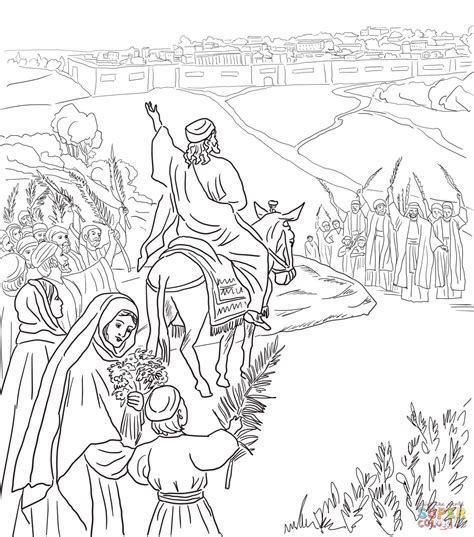 Inspirational Jesus Riding On Donkey Coloring Page Thousand Of The