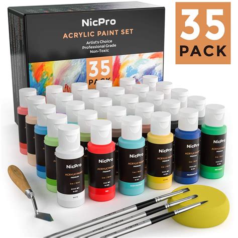 Value Package Including 30 Colors Acrylic Paint 2 Fl Oz60ml Each Tube
