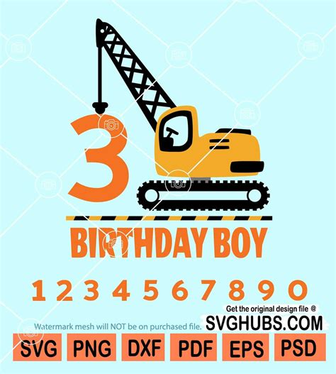 3 Years Birthday Boy Construction Svg Construction Birthday Svg