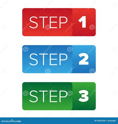 Step One Two Three Button Stock Vector Illustration Of Background