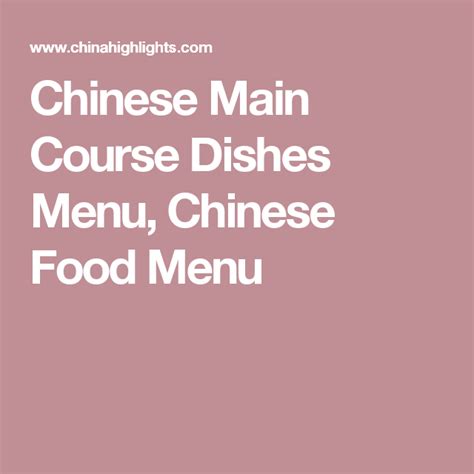 Chinese Main Course Dishes Menu Chinese Food Menu Main Course Dishes