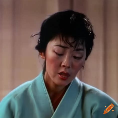 Michelle Yeoh In A Martial Arts Scene With A Dizzy Expression And Bruised Face On Craiyon