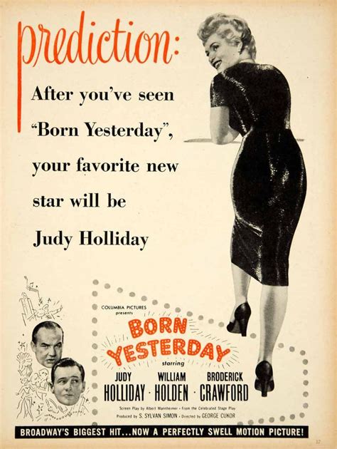 1951 Ad Movie Born Yesterday 1950 George Cukor Judy Holliday Columbia