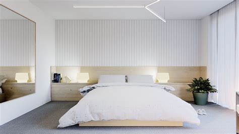 Swedish Style Bedroom Ikea Inspired Light Wood Minimal Panel Detailing Interior Design Ideas