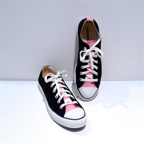 Converse All Star Black And Pink Vintage Low Top Oxford Etsy