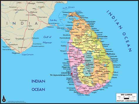 Sri Lanka Political Wall Map