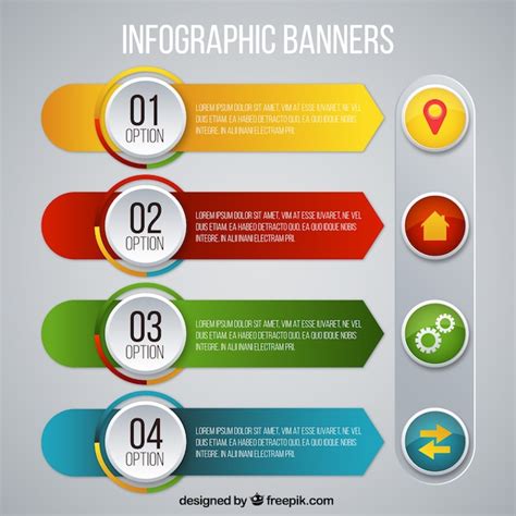 Free Vector Collection Of Four Colorful Infographic Banners