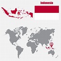 Mapa De Indonésia Em Um Mapa Do Mundo Com O Ponteiro Da Bandeira E Do ...