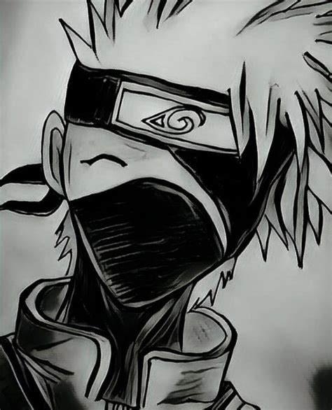 Kakashi Pencil Sketch By Me Which I Edited In Picsart Naruto
