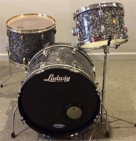 Vintage Ludwig Black Diamond Pearl Bdp Drum Set Bass Tom And Reverb