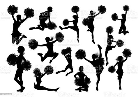 Silhouette Cheerleaders Stock Illustration Download Image Now