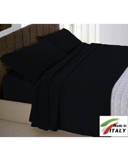 Letto una piazza e mezza, sottoraggruppamento: Completo Lenzuola Made in Italy 100% cotone Tinta Unita NERO