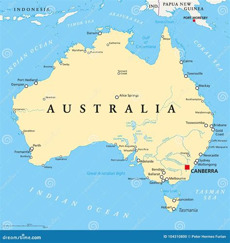 Australia polityczna mapa ilustracja wektor Ilustracja złożonej z