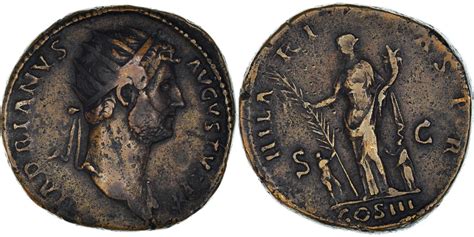 Coin Hadrian Dupondius Roma Rare Copper Ric974 Roman