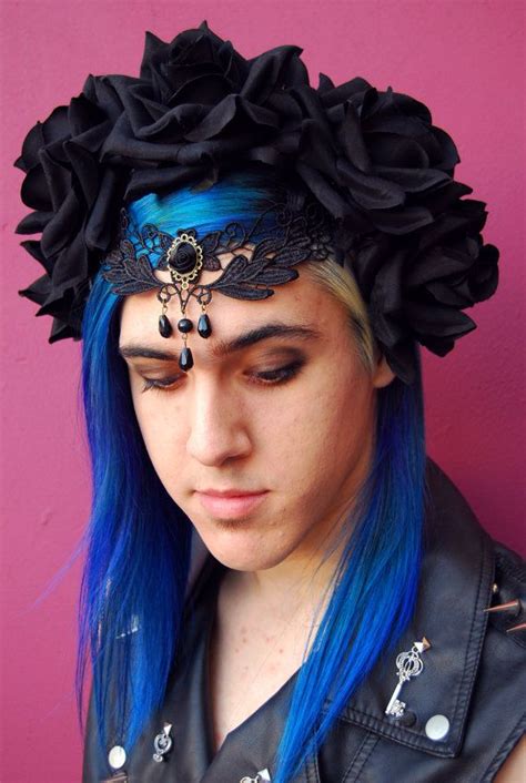 Black Rose And Lace Gothic Dark Romantic Fairytale Crown Etsy
