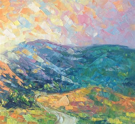 Abstract Landscape Art Spring Mountain Painting Canvas Painting Con