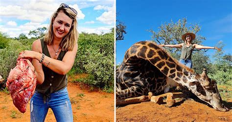 Trophy Hunter Kills Giraffe And Cuts Out Its Heart To Pose With It