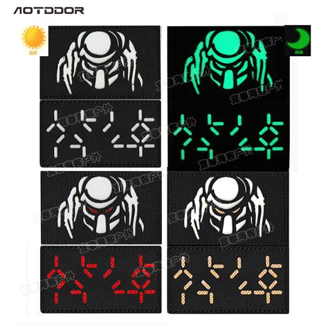 Predator Glow Dark Reflective Ir Patches Badges Pvc Military Applique