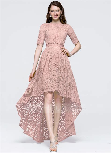 A Line Princess Scoop Neck Asymmetrical Lace Prom Dresses 018089737 Prom Dresses Jjshouse