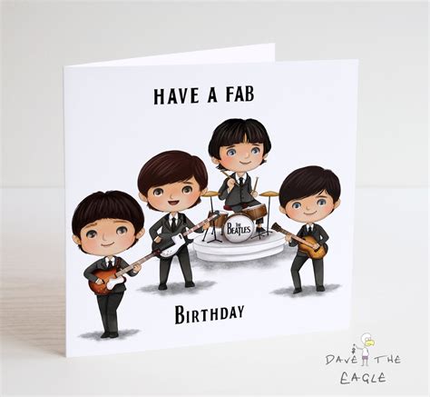 The Beatles Birthday Card Fab Birthday Fab Four Etsy