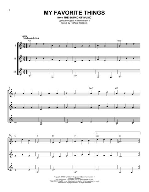 My Favorite Things Sheet Music Rodgers And Hammerstein Guitar Ensemble