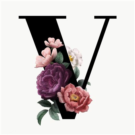 Classic And Elegant Floral Alphabet Font Letter V Transparent Png Free Image By Rawpixel