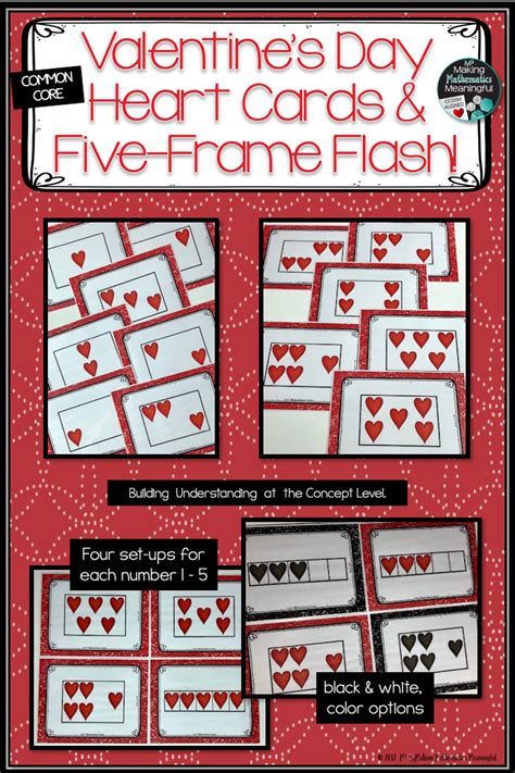 Subitizing Cards Five Frame Flash Valentines Day Subitizing Cards