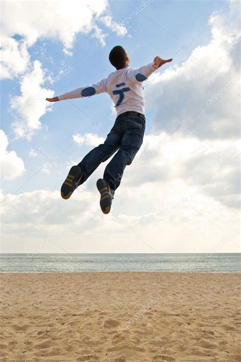 Boy Jumping Into The Sky ⬇ Stock Photo Image By © Hurricanehank 3231912