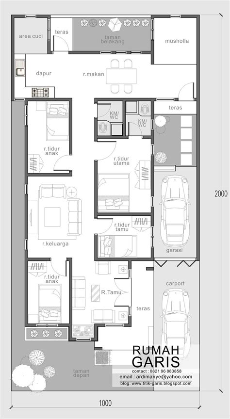 Kumpulan gambar desain model rumah minimalis tampak depan, hunian idaman masa kini, termasuk denah rumah minimalis 1 dan 2 lantai, modern & sederhana. Denah Rumah Ukuran 15 X 20 Meter Lengkap | Rancanghunian