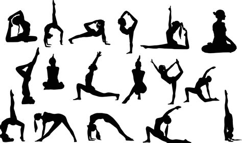 Various Yoga Girls Postures Silhouette Set Of Vector Silhouette