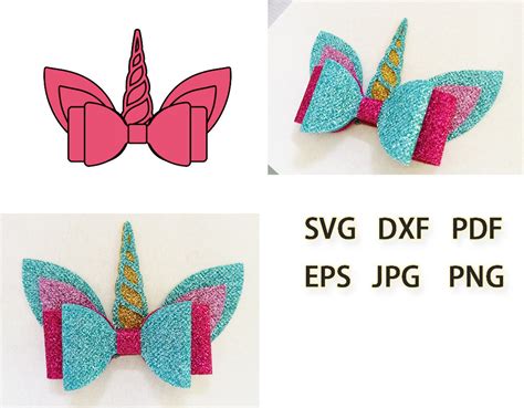 Unicorn Bow Svg Diy D Bow Cut File Leather Hair Accessories Etsy