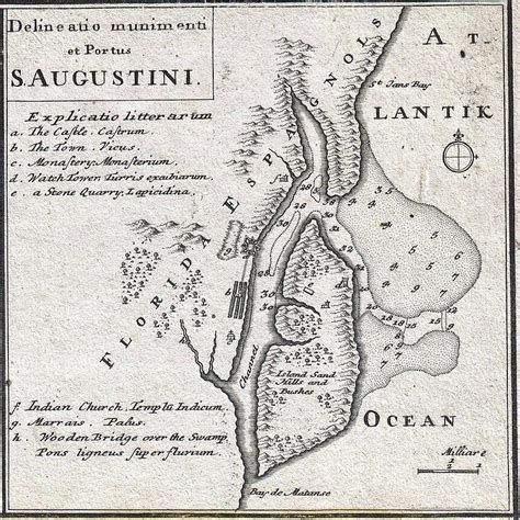 Vintage Map Of St Augustine Florida 1737 Drawing By