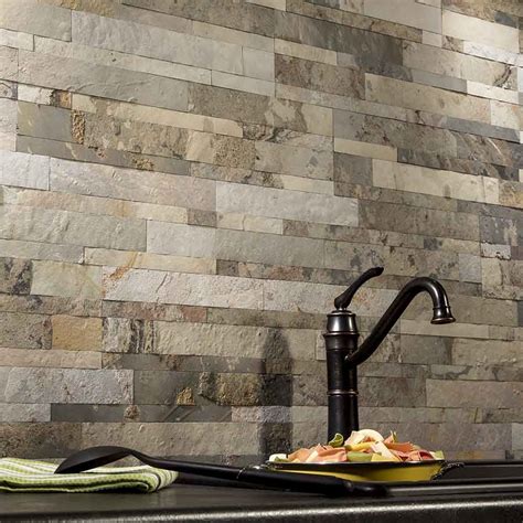 Aspect Backsplash 6x24 Stone Tile In Medley Slate Decorative Tile
