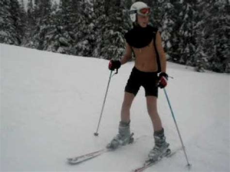 Simon Almost Naked Skiing YouTube