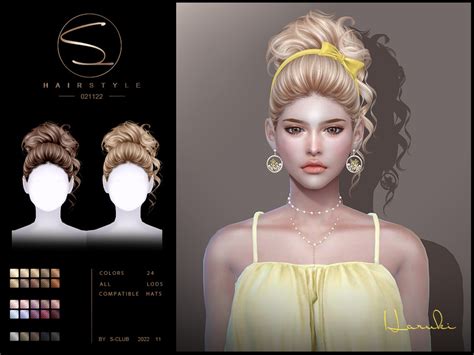The Sims Resource Curly Updo Hairstyle 021122haruki By S Club