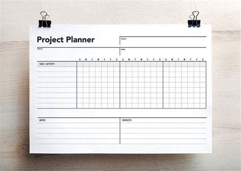 Project Planner Project Schedule Gantt Chart Project Etsy Australia