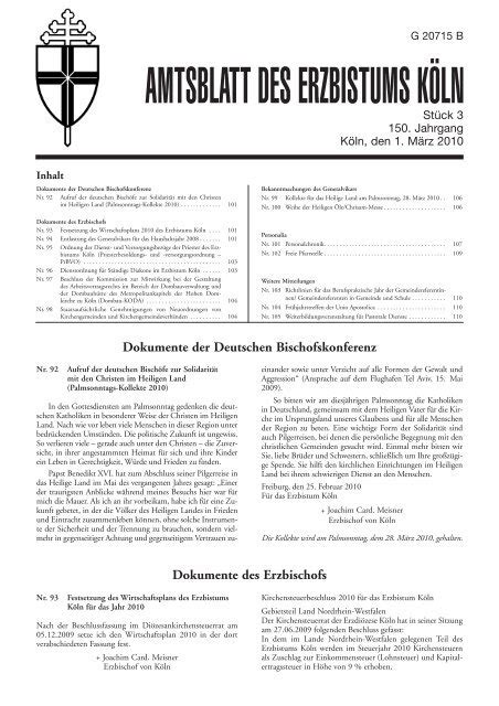 Amtsblatt Maerz 2010 Erzbistum Köln